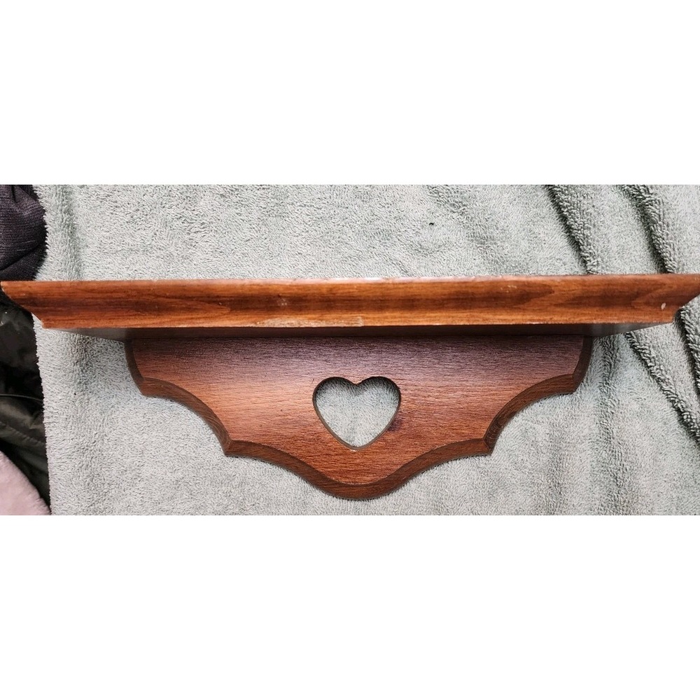 Vintage Wood Wall Shelf Heart Cutout Country Primitive Cottagecore Grannycore 11